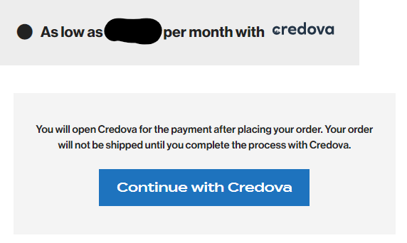 Instant financing through Credova